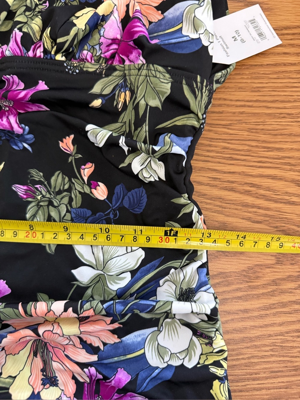 Black Floral Multi Color Swimsuit, Full Coverage, high back, Wide Straps, NWT - Picture 13 of 16